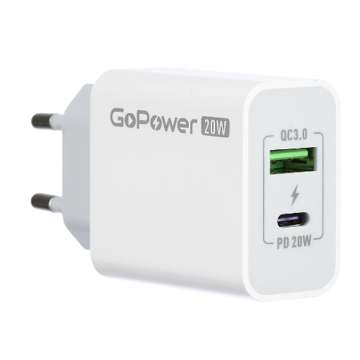 Сетевое зарядное устройство GoPower GPQC08 White - 00-00028401