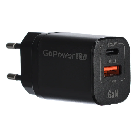 Сетевое зарядное устройство GoPower GPQC09 Black - 00-00028403