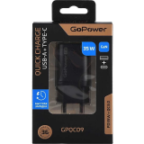 Сетевое зарядное устройство GoPower GPQC09 Black (00-00028403)