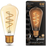 Светодиодная лампочка Gauss Filament ST64 Golden 2400K (6 Вт, E27),  10шт. (157802006)