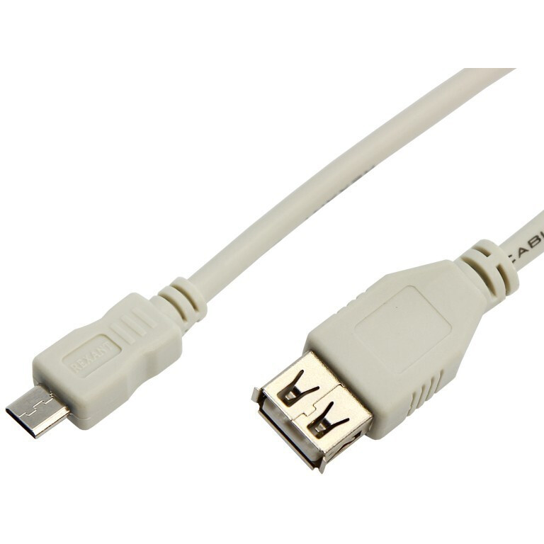 Переходник USB A (F) - microUSB B (M), 0.2м, Rexant 18-1161