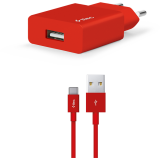 Сетевое зарядное устройство ttec SmartCharger Travel Charger 2.1A Type-C Cable Red (2SCS20)