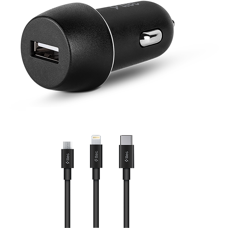 Автомобильное зарядное устройство ttec SmartCharger 2.1A + Trio Cable Black - 2CKS20T