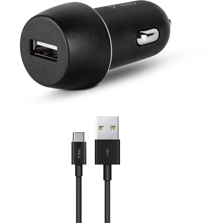 Автомобильное зарядное устройство ttec SmartCharger 2.1A + USB-C Cable Black - 2CKS20