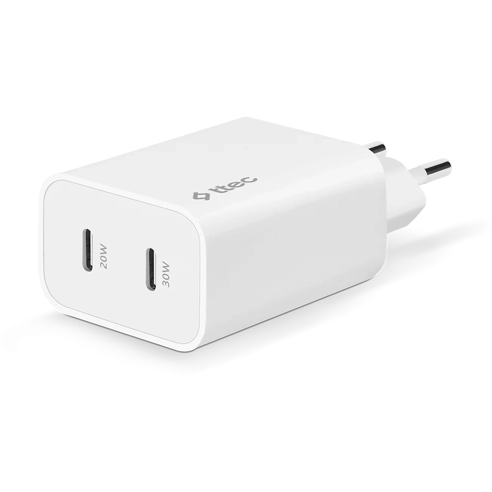 Сетевое зарядное устройство ttec SmartCharger Duo Pro GaN 50W PD White - 2SCG01