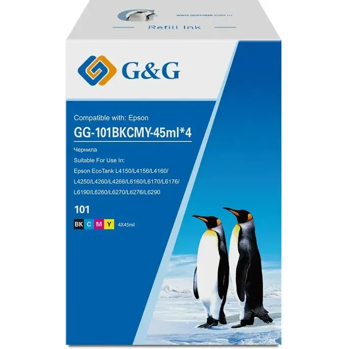 Чернила G&G GG-101BKCMY-45ML*4 Black/Cyan/Magenta/Yellow