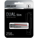 USB Flash накопитель 256Gb HIKSEMI DUAL SLIM Grey (HS-USB-E307C/256G/U3)