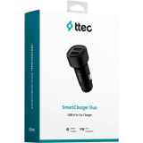 Автомобильное зарядное устройство ttec SmartCharger Duo 3.1A + USB-C + Lightning Cable Black (2CKS31)