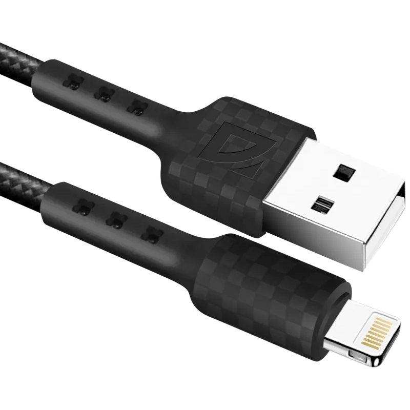 Кабель USB - Lightning, 1м, Defender F181 Black - 87114BLA