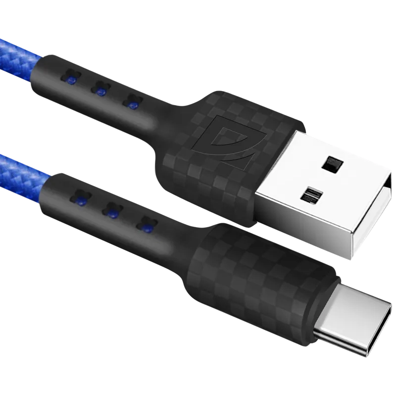 Кабель USB - USB Type-C, 1м, Defender F181 Blue - 87113BLU