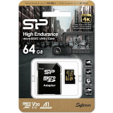 Карта памяти 64Gb MicroSD Silicon Power Golden High Endurance + SD адаптер (SP064GBSTXDV3V1HSP)