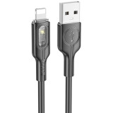 Кабель USB - Lightning, 1.2м, HOCO U120 Transparent Explore Black (6942007605083)