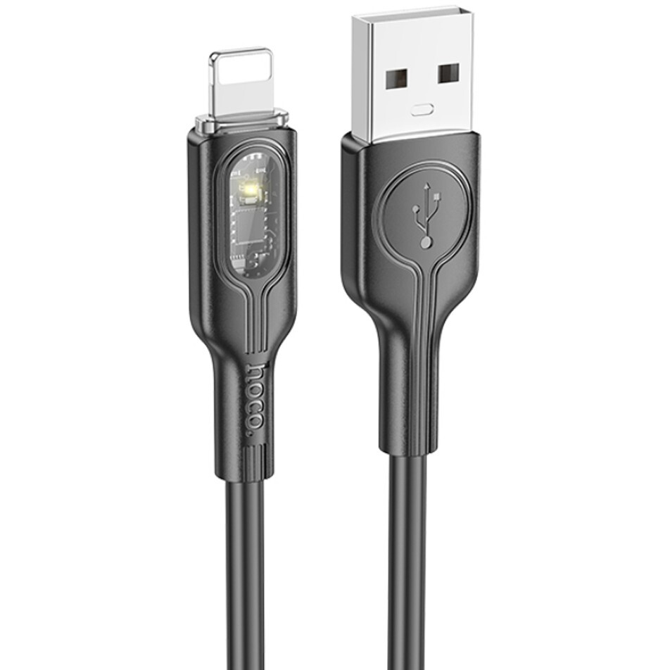 Кабель USB - Lightning, 1.2м, HOCO U120 Transparent Explore Black - 6942007605083