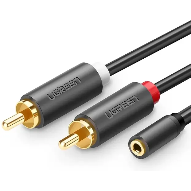 Кабель 3.5 Jack (F) - 2x RCA (M), 1м, UGREEN AV102 - 10588