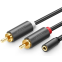 Кабель 3.5 Jack (F) - 2x RCA (M), 1м, UGREEN AV102 - 10588