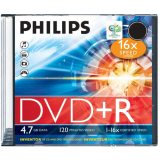 Диск DVD+R Philips 4.7Gb 16x Slim Case (1 шт.) (DR4S6S01F/97)