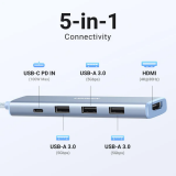 Док-станция UGREEN Revodok Stilvolle Serie 5-IN-1 USB-C Hub Blue (35581)