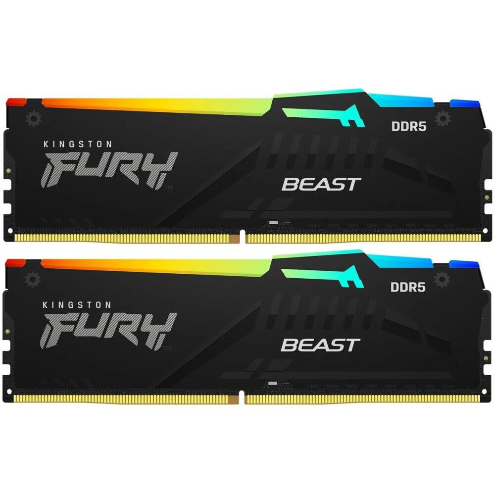 Оперативная память 16Gb DDR5 6000MHz Kingston Fury Beast Black RGB (KF560C30BBAK2-16) (2x8Gb KIT)