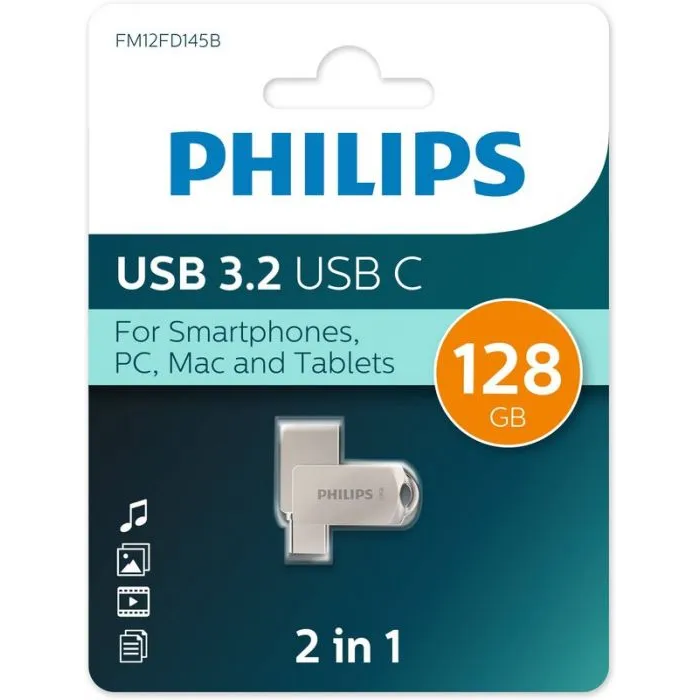 USB Flash накопитель 128Gb Philips 2-in-1 (FM12FD145B) - FM12FD145B/97