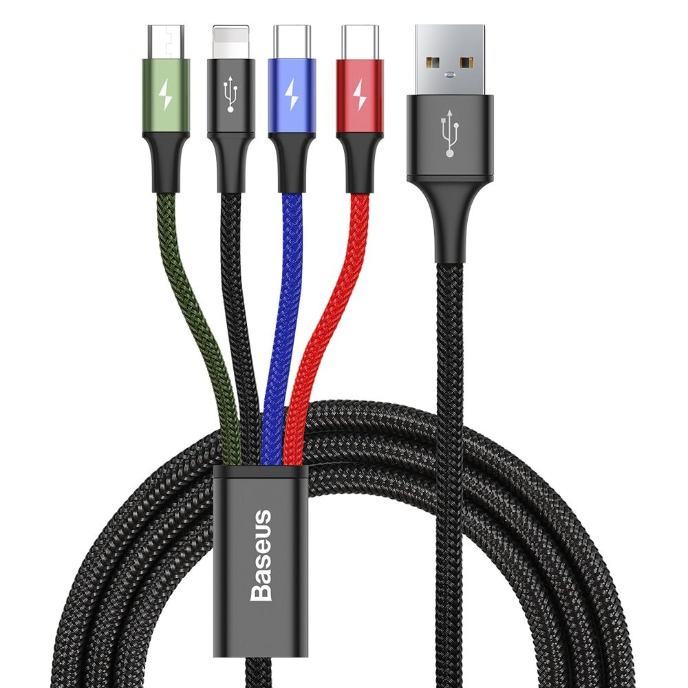 Кабель USB - microUSB/2x USB Type-C/Lightning, 1.2м, Baseus CA1T4-B01