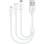 Кабель USB - microUSB/USB Type-C/Lightning, 0.3м, ttec 2DK13 White