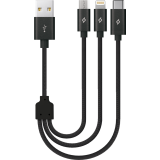 Кабель USB - microUSB/USB Type-C/Lightning, 0.3м, ttec 2DK31 Black