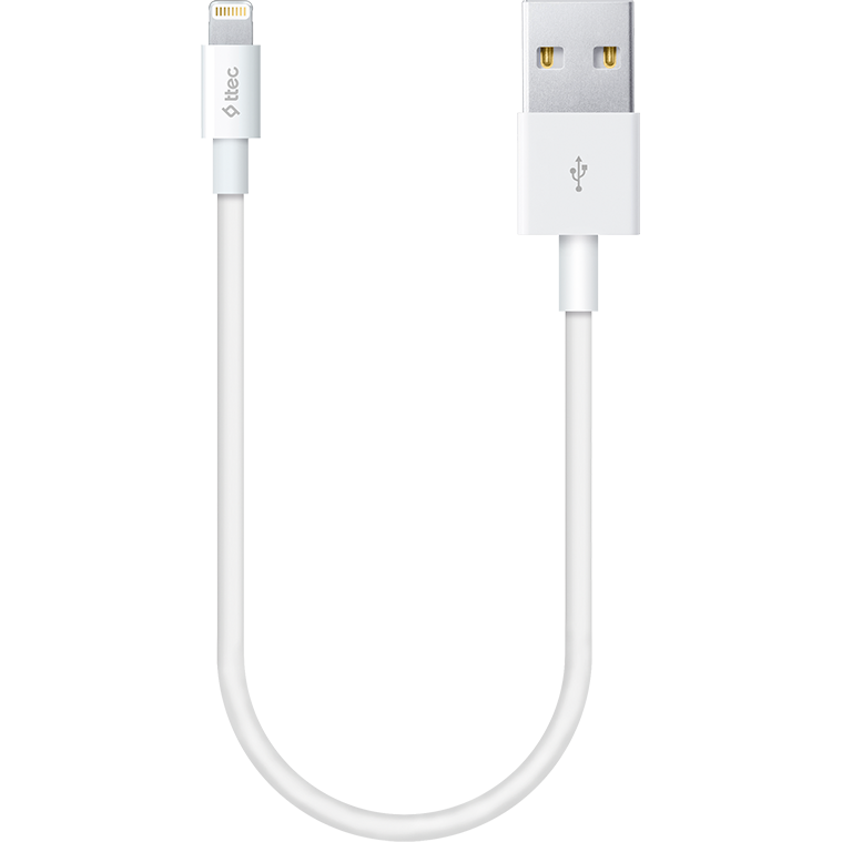 Кабель USB - Lightning, 0.3м, ttec 2DK7512B White