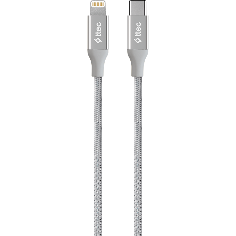 Кабель USB Type-C - Lightning, 1.5м, ttec 2DK41G Silver