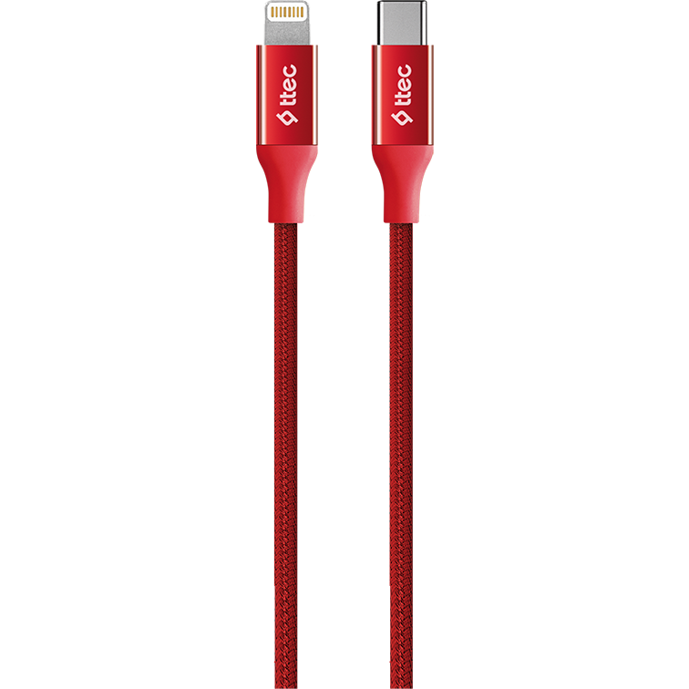 Кабель USB Type-C - Lightning, 1.5м, ttec 2DK41K Red