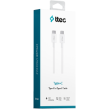 Кабель USB Type-C - USB Type-C, 1.2м, ttec 2DK36B White