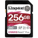 ..... Карта памяти 256Gb SD Kingston Canvas React Plus (SDR2V6/256GB), Б/У, повреждена упаковка