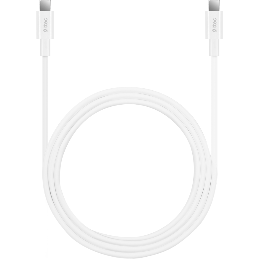 Кабель USB Type-C - USB Type-C, 1.5м, ttec 2DK49B White