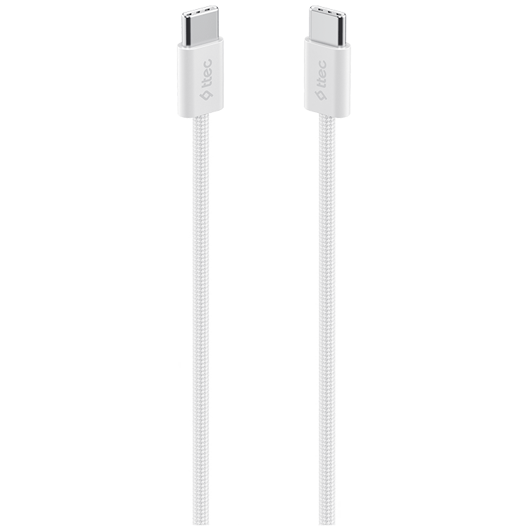 Кабель USB Type-C - USB Type-C, 1м, ttec 2DK54B White