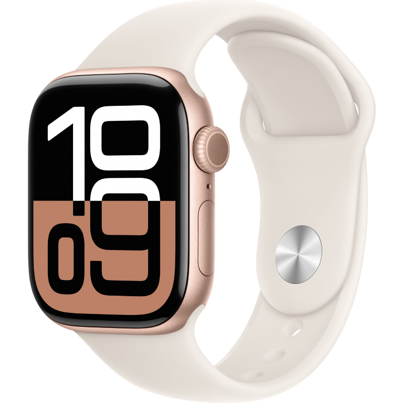 Умные часы Apple Watch Series 10 46mm Rose Gold Aluminum Case with Starlight Sport Band M/L (MWX23LW/A)