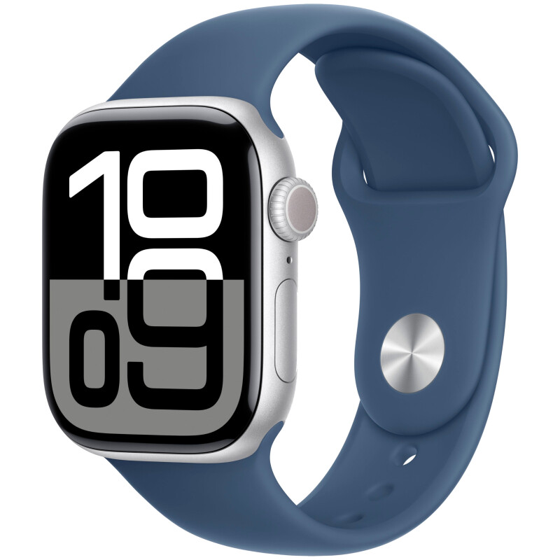 Умные часы Apple Watch Series 10 42mm Silver Aluminum Case with Denim Blue Sport Band S/M (MWWA3LW/A)