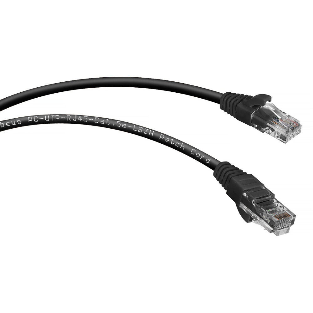 Патч-корд Cabeus PC-UTP-RJ45-Cat.5e-0.3m-BK-LSZH, 0.3м