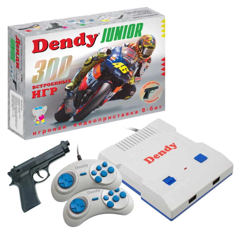 Игровая консоль Dendy Junior White + световой пистолет (300 встроенных игр) - DJ-G-300