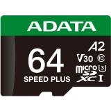 Карта памяти 64Gb MicroSD ADATA SPEED PLUS + SD адаптер (UD64GUI3V30A2SP-RA1)