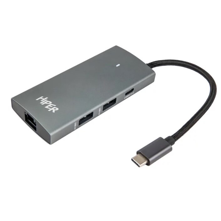 Док-станция HIPER USB-C HUB 6-in-1 Grey (HP-DS6-01)