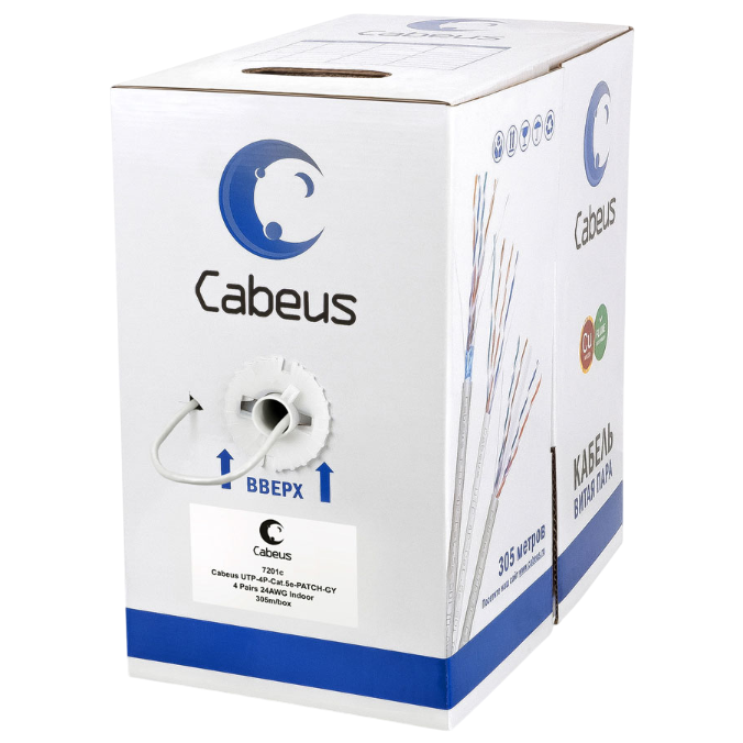 Бухта Cabeus UTP-4P-Cat.5e-PATCH-GY, 305м