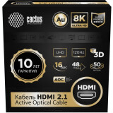 Кабель HDMI - HDMI, 50м, Cactus CS-HDMI-AOC-2.1-50