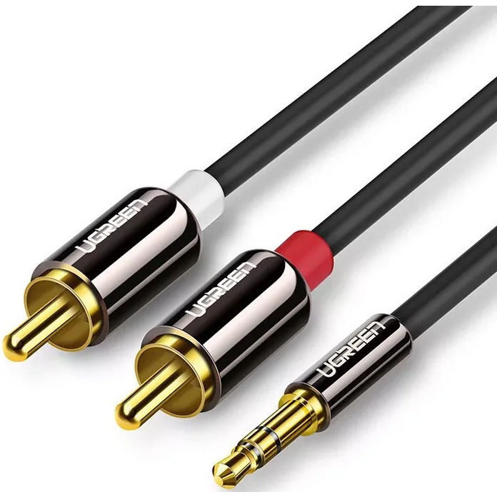 Кабель 3.5 Jack (M) - 2x RCA (M), 1м, UGREEN AV116 Black - 10749