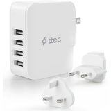 Сетевое зарядное устройство ttec Quattro Worldwide Travel Charger EU/GB/USA White (2SC02BUK)