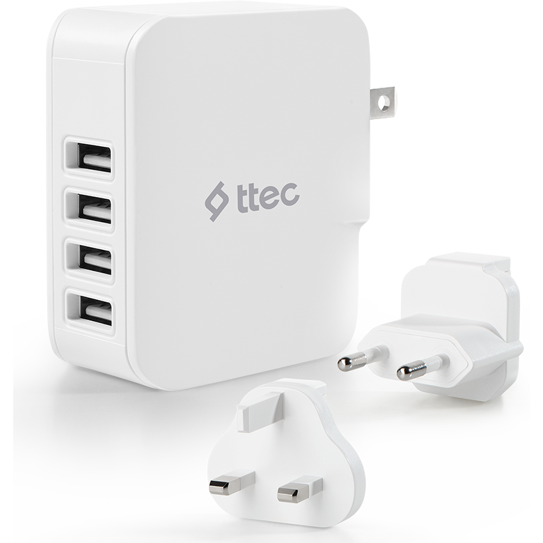 Сетевое зарядное устройство ttec Quattro Worldwide Travel Charger EU/GB/USA White - 2SC02BUK