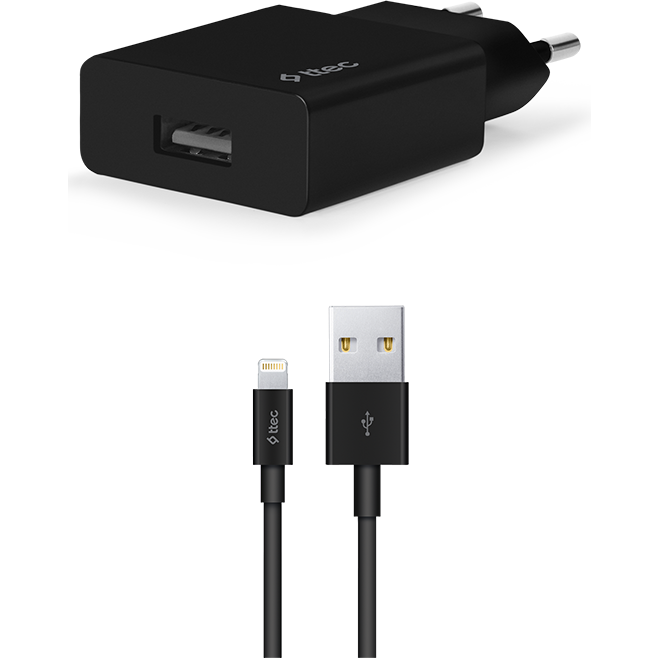 Сетевое зарядное устройство ttec SmartCharger Travel Charger 2.1A Lightning Cable Black - 2SCS20LS