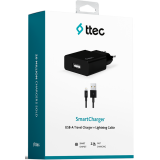 Сетевое зарядное устройство ttec SmartCharger Travel Charger 2.1A Lightning Cable Black (2SCS20LS)