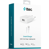 Сетевое зарядное устройство ttec SmartCharger Travel Charger 2.1A Lightning Cable White (2SCS20LB)