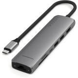 Док-станция Satechi 7-in-1 USB-C Slim Multiport Adapter with Ethernet Space Gray (ST-P7SM)