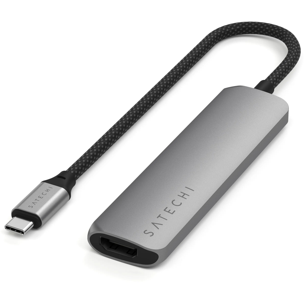 Док-станция Satechi 4-in-1 USB-C Slim Multiport Adapter 4K Space Grey - ST-P4SM