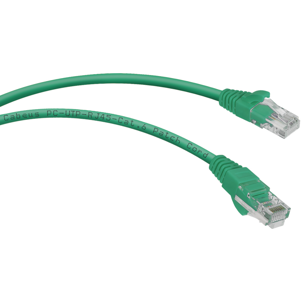 Патч-корд Cabeus PC-UTP-RJ45-Cat.6-0.3m-GN-LSZH, 0.3м